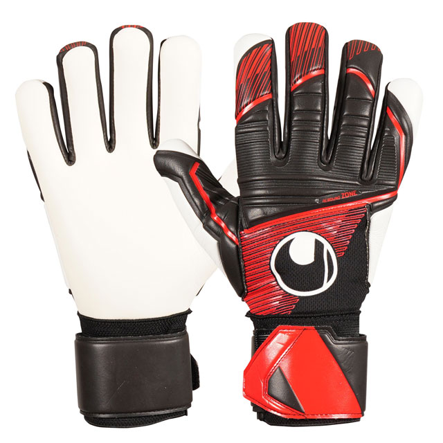 31％OFF！ ウールシュポルト サッカー キーパーグローブ パワーライン スーパーソフト ハーフネガティブ ブラック レッド 【uhlsport2023FW】 1011308-01