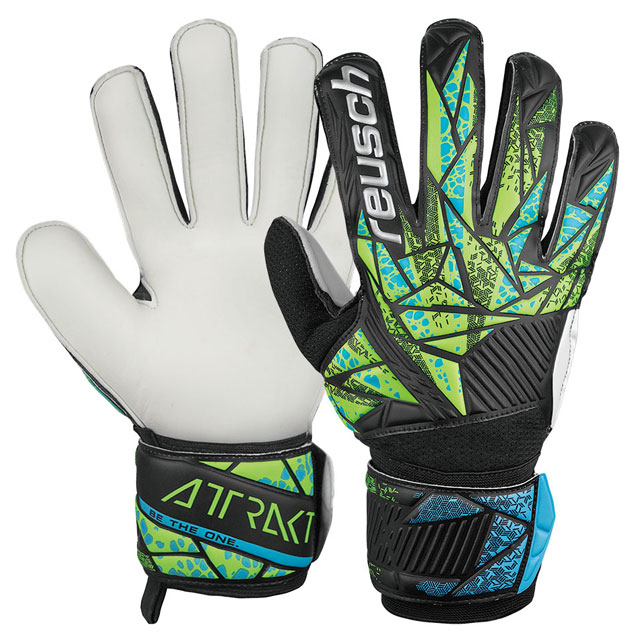ロイシュ サッカー キーパーグローブ アトラクト ソリッド ブラック 蛍光ライム ゴールキーパー用品 手袋 reusch 5460515-7411