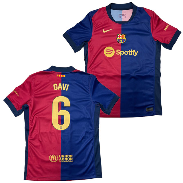 ナイキ サッカー レプリカウェア FC バルセロナ FCB 24-25 ホーム レプリカユニフォーム #6 ガビ ネーム入り FN9153-NUMBER-6