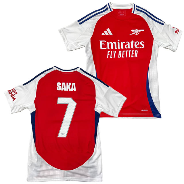 アディダス サッカー レプリカウェア アーセナルFC 24-25 ホーム レプリカユニフォーム レッド #7 ブカヨ・サカ ネーム入り KNW85-NUMBER-7