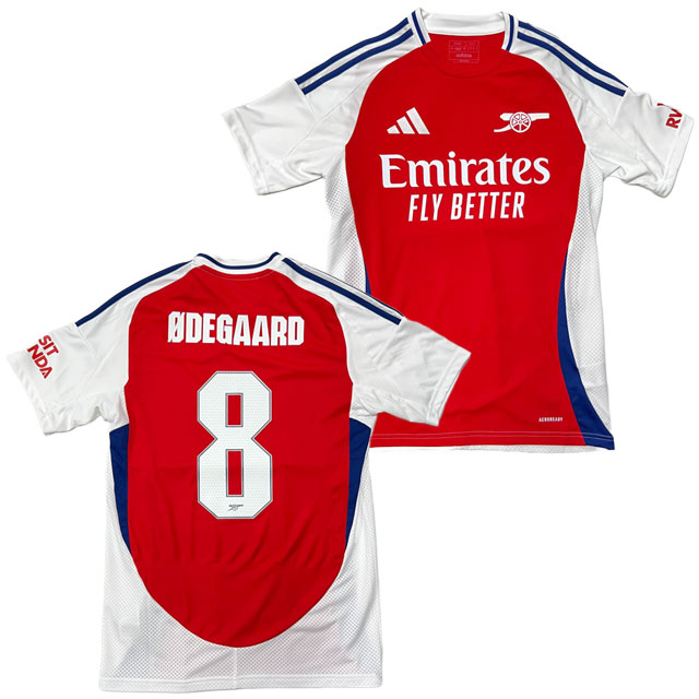 アディダス サッカー レプリカウェア アーセナルFC 24-25 ホーム レプリカユニフォーム レッド #8 マルティン・ウーデゴーア ネーム入り KNW85-NUMBER-8