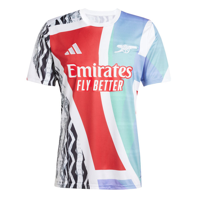アディダス サッカー レプリカウェア アーセナル プレマッチ ジャージー 半袖 スカーレット ホワイト adidas2025SS KTJ74-JE7562